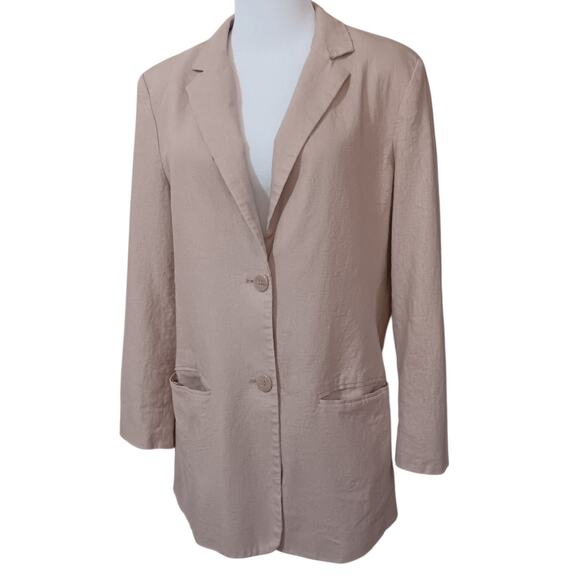 CHADWICKS Linen Blend Classic Blazer Jacket 14 Tan Khaki‎ Career Business Casual - Picture 2 of 11
